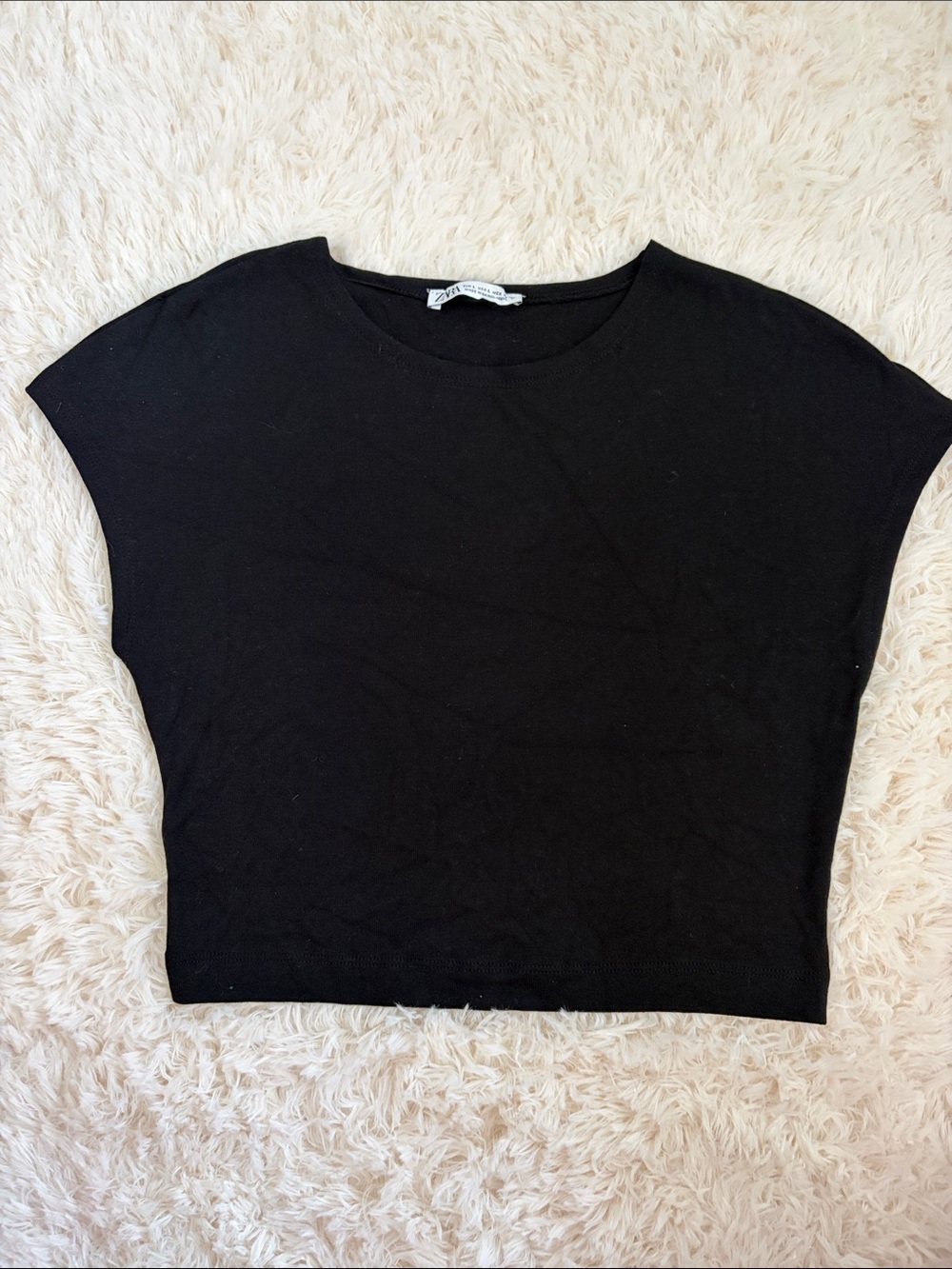 Zara- Black Women's Cap Sleeve Knit Top